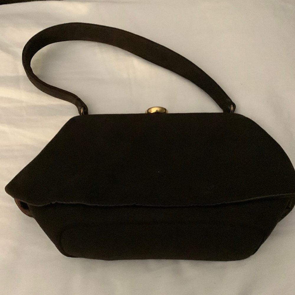 Vintage evening bag suede exterior satin interior with suede overlay both sides